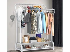 DripeX Mueble Perchero|Capa doble de doble corporación con estante de zapato 4 ganchos, 110x35x146cm-