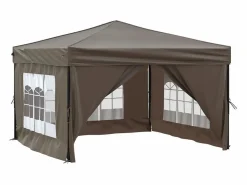 Cenador Y Quiosco|Carpa de fiesta plegable con paredes laterales gris taupe 3x3 m ES822730