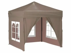 Cenador Y Quiosco|Carpa de fiesta plegable con paredes laterales gris taupe 2x2 m ES720416