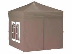 Cenador Y Quiosco|Carpa de fiesta plegable con paredes laterales gris taupe 2x2 m ES720416
