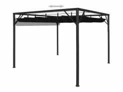 Carpa de jardín con toldo retráctil 3x3 m Antracita Gris Discount