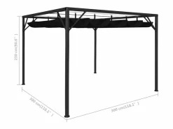 Carpa de jardín con toldo retráctil 3x3 m Antracita Gris Discount
