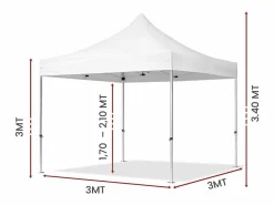 Carpa plegable profesional de aluminio con estructura hexagonal, Market-Pro 3X3, color , impermeable Blanco Sale