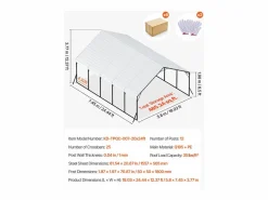 Cochera|Carport SucceBuy, 5,8 x 7,45 m, Cochera Metálica Resistente, Refugio de Garaje Exterior con Estructura de Acero, para Camionetas, Barcos, Camiones y Tractores