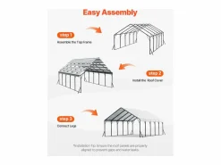 Cochera|Carport SucceBuy, 5,8 x 7,45 m, Cochera Metálica Resistente, Refugio de Garaje Exterior con Estructura de Acero, para Camionetas, Barcos, Camiones y Tractores