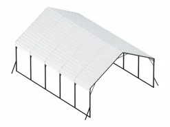 Cochera|Carport SucceBuy, 5,8 x 7,45 m, Cochera Metálica Resistente, Refugio de Garaje Exterior con Estructura de Acero, para Camionetas, Barcos, Camiones y Tractores