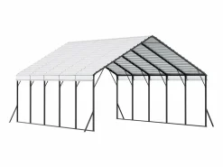 Cochera|Carport SucceBuy, 5,8 x 7,45 m, Cochera Metálica Resistente, Refugio de Garaje Exterior con Estructura de Acero, para Camionetas, Barcos, Camiones y Tractores