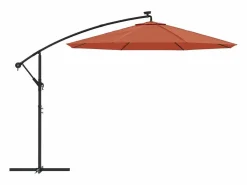 Carrickboy Sombrilla jardín voladiza con luces LED palo de acero terracota^Garden Furniture Clearance