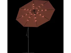 Carrickboy Sombrilla jardín voladiza con luces LED palo de acero terracota^Garden Furniture Clearance