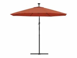 Carrickboy Sombrilla jardín voladiza con luces LED palo de acero terracota^Garden Furniture Clearance