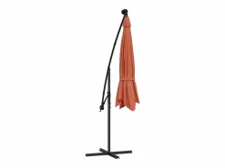 Carrickboy Sombrilla jardín voladiza con luces LED palo de acero terracota^Garden Furniture Clearance
