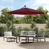 Garden Furniture Sombrilla|Carrickboy Sombrilla jardín voladiza con luces LED palo de acero rojo vino