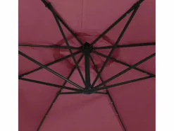 Garden Furniture Sombrilla|Carrickboy Sombrilla jardín voladiza con luces LED palo de acero rojo vino
