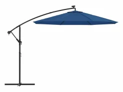 Garden Furniture Sombrilla|Carrickboy Sombrilla voladiza con luces LED y poste de acero azul 300 cm