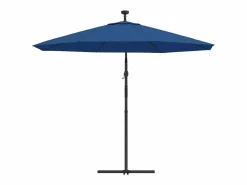 Garden Furniture Sombrilla|Carrickboy Sombrilla voladiza con luces LED y poste de acero azul 300 cm