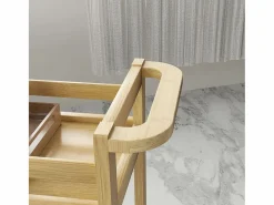 Homcom Carrito auxiliar Cover 3 niveles con ruedas natural 75x55x20 cm Color natural claro New