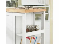 Sobuy Carrito Auxiliar de Cocina Tres estantes y una Puerta 60x40x90cm FKW75-WN ES Blanco Discount