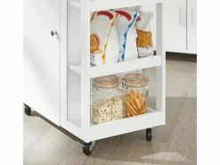 Sobuy Carrito Auxiliar de Cocina Tres estantes y una Puerta 60x40x90cm FKW75-WN ES Blanco Discount