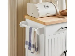 Sobuy Mueble Camarera|Carrito Auxiliar de Cocina con 2 Puertas 1 Cajón 1 Toallero y 4 Ruedas Carro de Servir Multiusos Armario de Cocina 74.5x 45,5 x 91 cm FKW119-WN ES