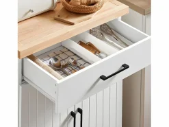 Sobuy Mueble Camarera|Carrito Auxiliar de Cocina con 2 Puertas 1 Cajón 1 Toallero y 4 Ruedas Carro de Servir Multiusos Armario de Cocina 74.5x 45,5 x 91 cm FKW119-WN ES
