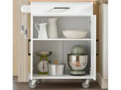 Sobuy Mueble Camarera|Carrito Auxiliar de Cocina con 2 Puertas 1 Cajón 1 Toallero y 4 Ruedas Carro de Servir Multiusos Armario de Cocina 74.5x 45,5 x 91 cm FKW119-WN ES