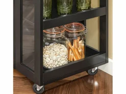 Sobuy Carrito Auxiliar de Cocina con 3 Estantes 1 Puerta y 4 Ruedas Carrito de Servir Multiusos 60 x 40 x 90 cm FKW75-SCH ES Negro Clearance