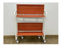 Carrito auxiliar plegable con ruedas - Estructura metálica blanca, 2 estantes laminados color Rayas adas – 72*66*43 cm - BAUHAUS^Don Hierro Discount
