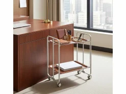Carrito auxiliar plegable con ruedas - Estructura metálica gris, 2 estantes laminados color Cedro – 72*66*43 cm - BAUHAUS^Don Hierro Hot