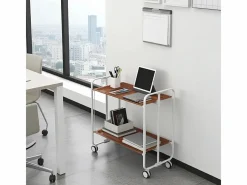 Carrito auxiliar plegable con ruedas - Estructura metálica gris, 2 estantes laminados color Cedro – 72*66*43 cm - BAUHAUS^Don Hierro Hot