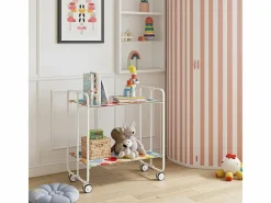 Don Hierro Carrito auxiliar plegable con ruedas - Estructura metálica blanca, 2 estantes laminados Decorado Corazones – 72*66*43 cm - BAUHAUS Multicolor Online