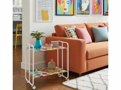 Don Hierro Carrito auxiliar plegable con ruedas - Estructura metálica blanca, 2 estantes laminados Decorado Corazones – 72*66*43 cm - BAUHAUS Multicolor Online
