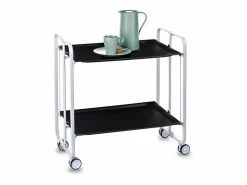 Carrito auxiliar plegable con ruedas - Estructura metálica blanca, 2 estantes s laminados – 72*66*43 cm - BAUHAUS^Don Hierro Discount