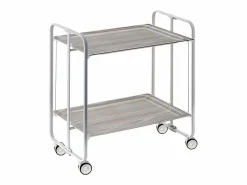 Carrito auxiliar plegable con ruedas - Estructura metálica gris, 2 estantes laminados color Fresno – 72*66*43 cm - BAUHAUS^Don Hierro Discount