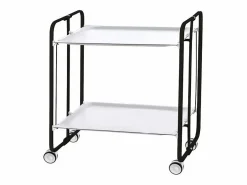 Don Hierro Carrito auxiliar plegable con ruedas - Estructura metálica negra, 2 estantes s laminados – 72*66*43 cm - BAUHAUS Blanco Best