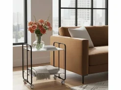 Don Hierro Carrito auxiliar plegable con ruedas - Estructura metálica negra, 2 estantes s laminados – 72*66*43 cm - BAUHAUS Blanco Best