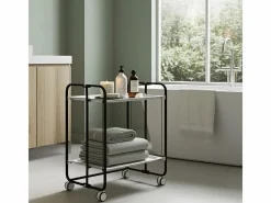 Don Hierro Carrito auxiliar plegable con ruedas - Estructura metálica negra, 2 estantes s laminados – 72*66*43 cm - BAUHAUS Blanco Best