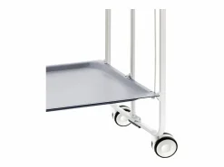 Carrito auxiliar plegable con ruedas - Estructura metálica blanca, 2 estantes laminados – 72*66*43 cm - BAUHAUS^Don Hierro New
