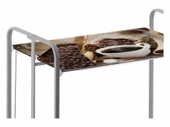 Carrito auxiliar plegable con ruedas - Estructura metálica gris, 2 estantes laminados Decorado Café – 72*66*43 cm - BAUHAUS^Don Hierro Discount