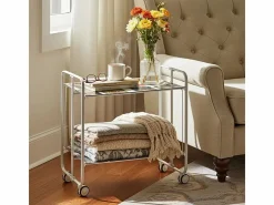 Don Hierro Mueble Camarera|Carrito auxiliar plegable con ruedas - Estructura metálica gris, 2 estantes laminados decorado Vintage3 – 72*66*43 cm - BAUHAUS
