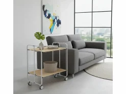 Don Hierro Carrito auxiliar plegable con ruedas - Estructura metálica gris, 2 estantes laminados color Haya – 72*66*43 cm - BAUHAUS Color natural claro Best