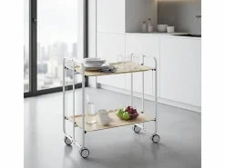 Don Hierro Carrito auxiliar plegable con ruedas - Estructura metálica gris, 2 estantes laminados color Haya – 72*66*43 cm - BAUHAUS Color natural claro Best