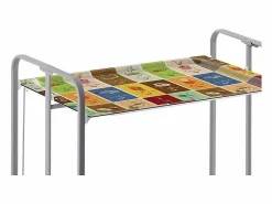 Don Hierro Mueble Camarera|Carrito auxiliar plegable con ruedas - Estructura metálica gris, 2 estantes laminados decorado Vintage1 – 72*66*43 cm - BAUHAUS