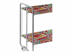 Carrito auxiliar plegable con ruedas - Estructura metálica gris, 2 estantes laminados decorado Abstracto – 72*66*43 cm - BAUHAUS^Don Hierro Discount