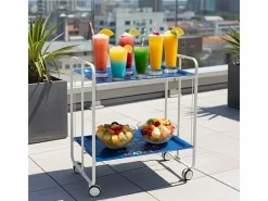 Carrito auxiliar plegable con ruedas - Estructura metálica blanca, 2 estantes laminados Decorado Keep Calm – 72*66*43 cm - BAUHAUS^Don Hierro Online