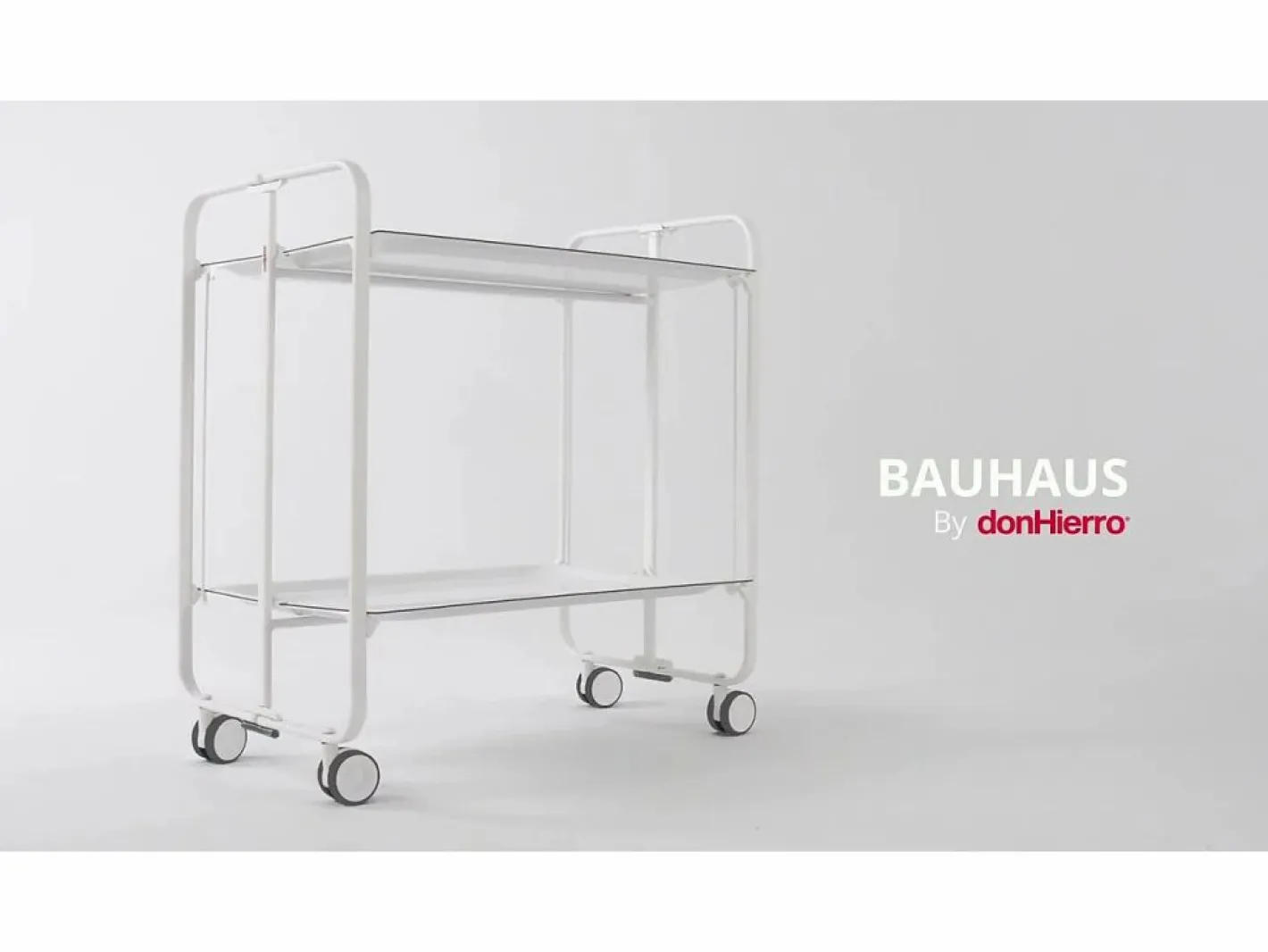 Don Hierro Carrito auxiliar plegable con ruedas - Estructura metálica blanca, 2 estantes laminados Decorado Peces azules – 72*66*43 cm - BAUHAUS Azul turquesa / Azul New