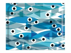 Don Hierro Carrito auxiliar plegable con ruedas - Estructura metálica blanca, 2 estantes laminados Decorado Peces azules – 72*66*43 cm - BAUHAUS Azul turquesa / Azul New