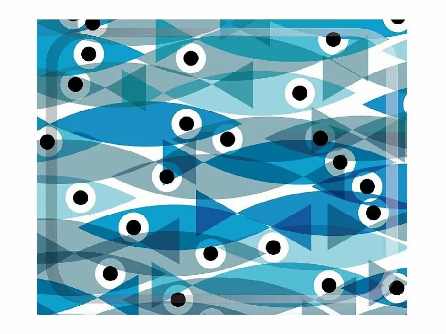 Don Hierro Carrito auxiliar plegable con ruedas - Estructura metálica blanca, 2 estantes laminados Decorado Peces azules – 72*66*43 cm - BAUHAUS Azul turquesa / Azul New
