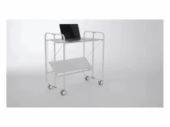 Carrito auxiliar plegable con ruedas - Estructura metálica blanca, 2 estantes s laminados – 72*66*43 cm - BAUHAUS^Don Hierro Clearance