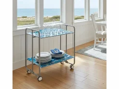 Carrito auxiliar plegable con ruedas - Estructura metálica gris, 2 estantes laminados Decorado Peces es – 72*66*43 cm - BAUHAUS^Don Hierro Outlet