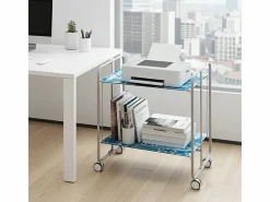 Carrito auxiliar plegable con ruedas - Estructura metálica gris, 2 estantes laminados Decorado Peces es – 72*66*43 cm - BAUHAUS^Don Hierro Outlet